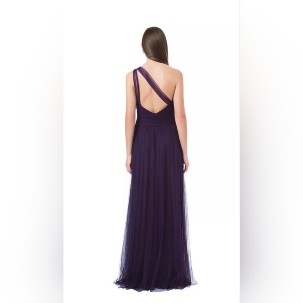 One-shoulder purple dress